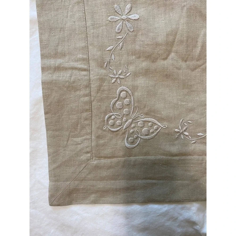 Pottery‎ Barn Pillow Sham Linen Blend Embroidered Butterflies 31